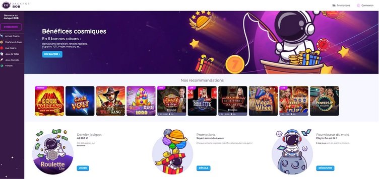 Découvrez l'Énorme Jackpot à Jackpot Bob Casino en Ligne en France